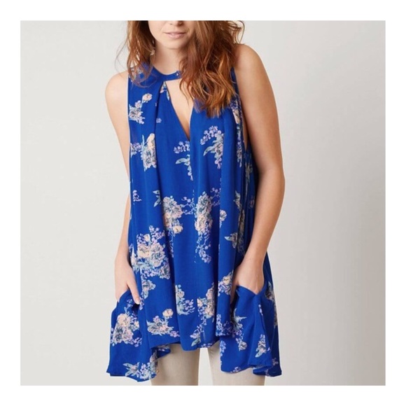 Free People Tops - FREE PEOPLE Blue Tree Swing Tunic Dress Small